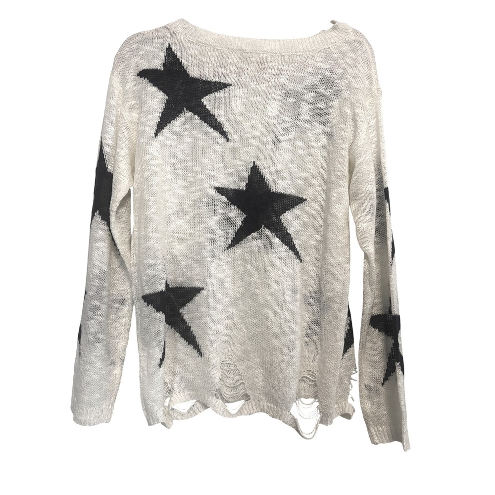 La Miel Distressed Sweater Size M/L with‎ Navy Stars